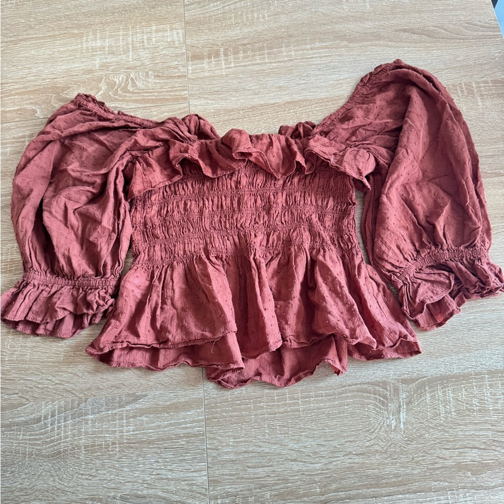 Indigo Rising Rust Off-Shoulder Top - Picture 3 of 3